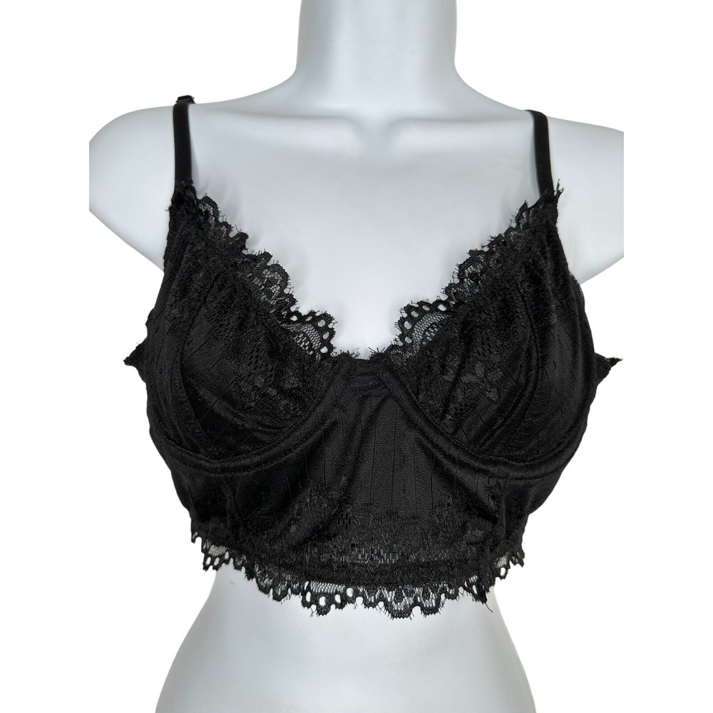 NEW Lulus Bralette MEDIUM Black Lace Eyelash Sexy Romantic